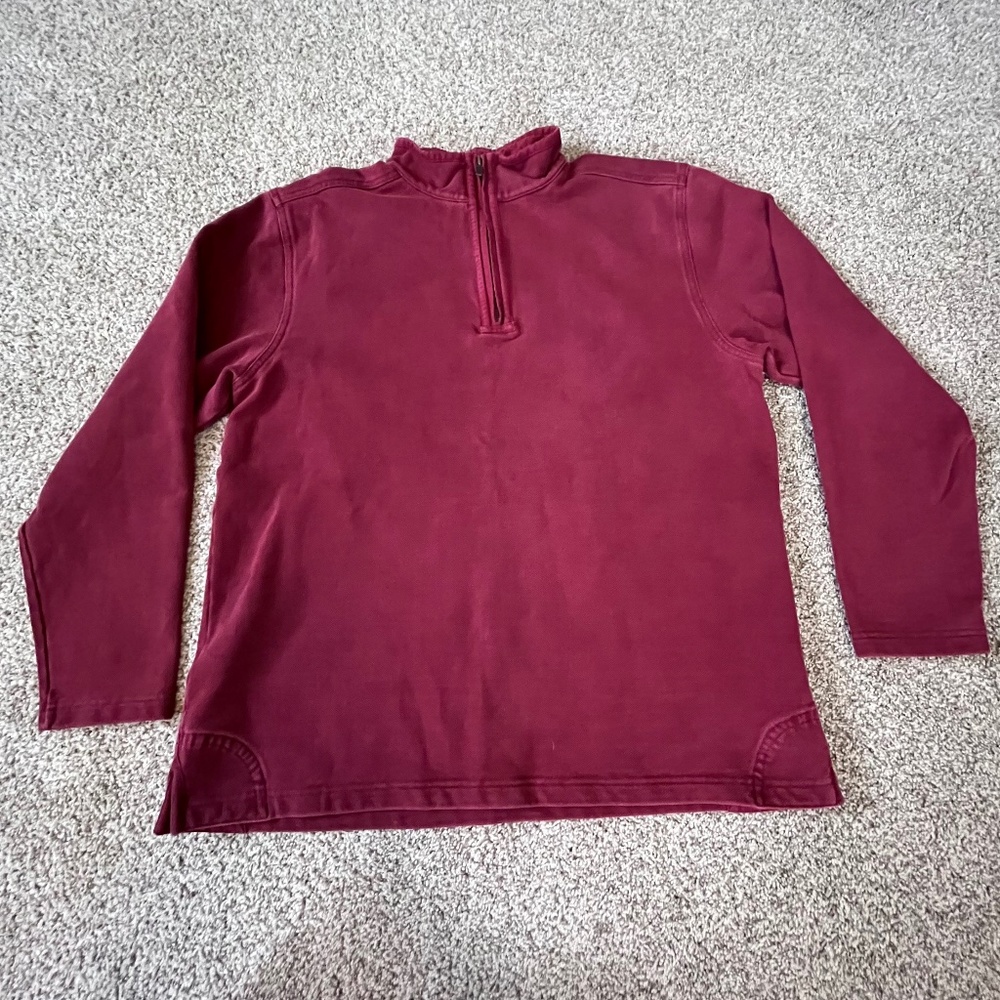 Vintage LL BEAN 1/4 zip pullover heavyweight 100% cotton red mens medium